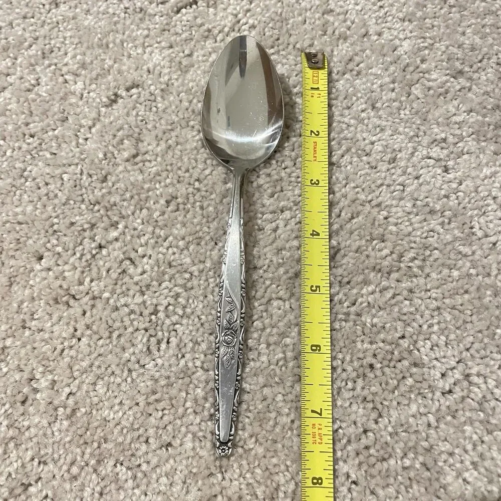 Interpur Rose Scroll Stainless Steel Soup Spoons Set of 4 7.5” Flatware